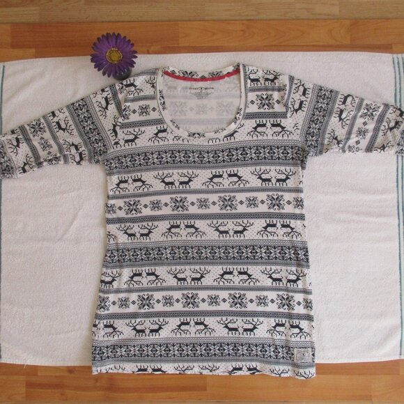 🌸SOLD🌸 LUCKY BRAND Pajama Top Size XL White Print Sleepshirt - Picture 4 of 6